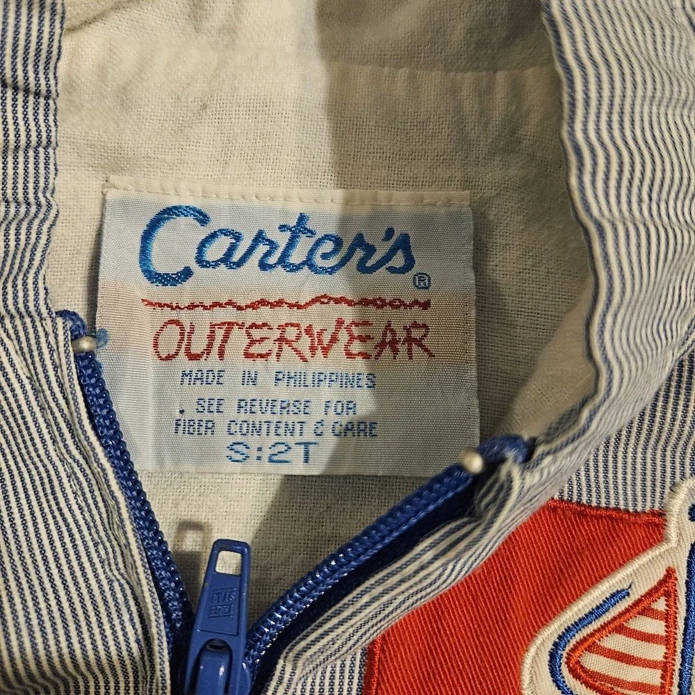 Vintage Carter's Outerwear Lined Sailboat Jacket Coat Size 2T Toddler Y2K 90s
